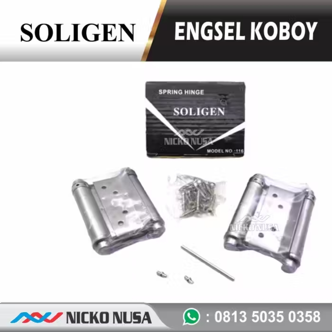 Engsel Koboi SOLIGEN SLG 3 Inch SS Engsel Pintu Koboy Spring Hinge - Gambar 2