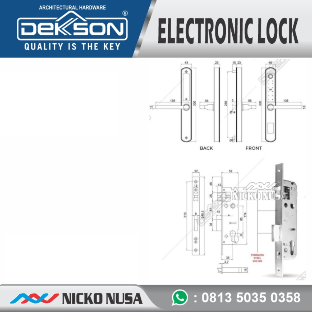 ELECTRONIC LOCK DEKKSON EL 9318 A27 MF PASS BT CHR+NA - Gambar 2