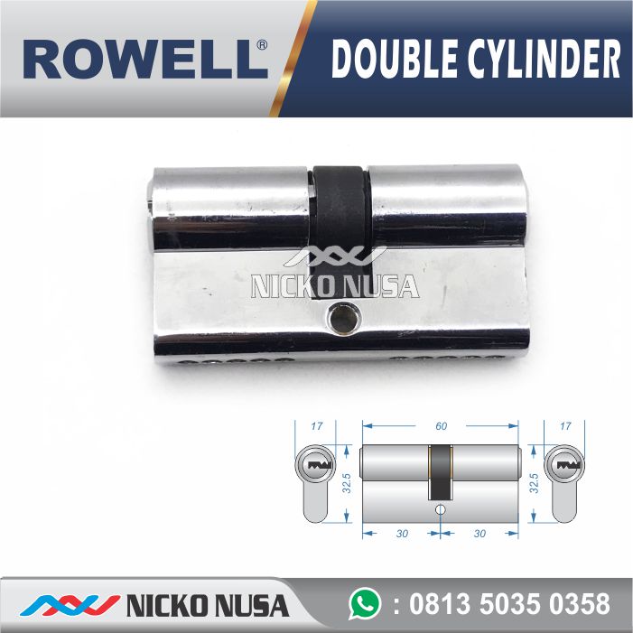 Double Cylinder Komputer Key ROWELL 60 MM PSS , Kunci Pintu, Cylinder Pintu - Gambar 3