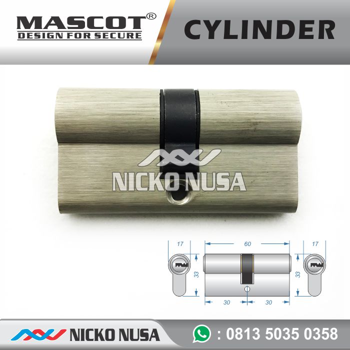 Double Cylinder MASCOT 60mm SN, Kunci Pintu, Cylinder Pintu - Gambar 3