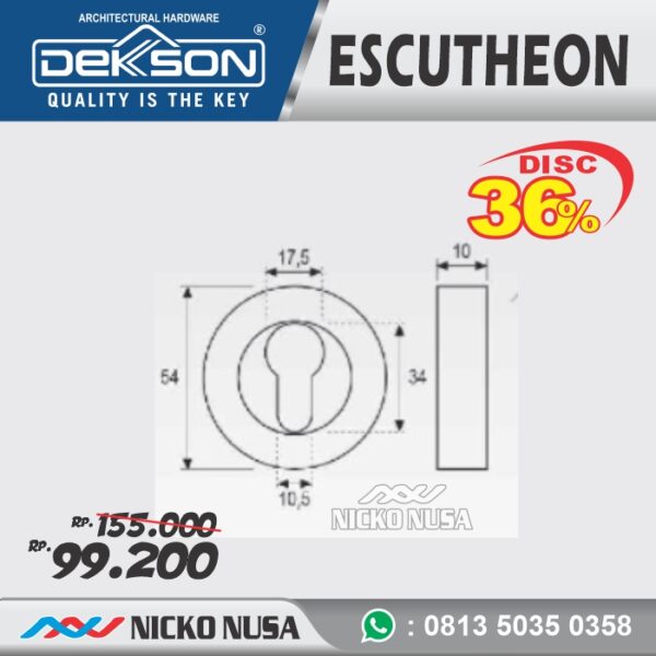 ESCUTCHEON DEKKSON ESCN D07 SSS Tutup Cover Ring Kunci Drat Bulat - Gambar 3