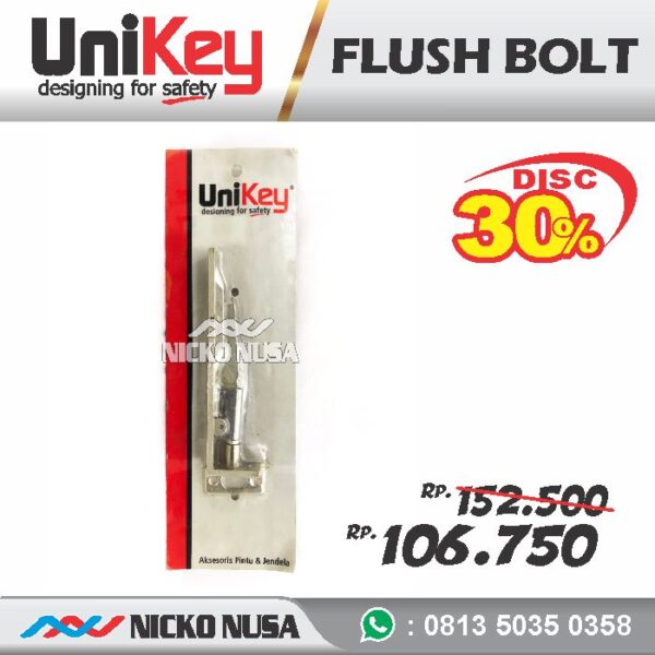Flush Bolt UNIKEY UK 219 6" SS Grendel Tanam Slot Tanam