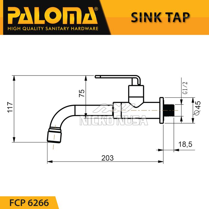 PALOMA FCP 6266 Keran Wastafel Sink Cuci Tangan Dapur Tembok Kran Air