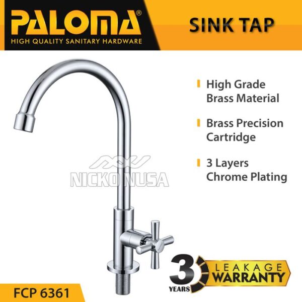 PALOMA FCP 6361 Keran Sink Angsa Cuci Piring Dapur Wastafel Kran Air
