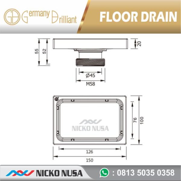 Floor Drain Germany Brilliant GB02-PW / Floor Drain Anti Serangga - Gambar 2