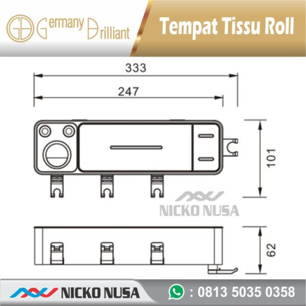 Germany Briliant Rak Tempat Sikat Gigi Tempel Tembok GBN7RW TOOTH BRUSH HOLDER WHITE - Gambar 2