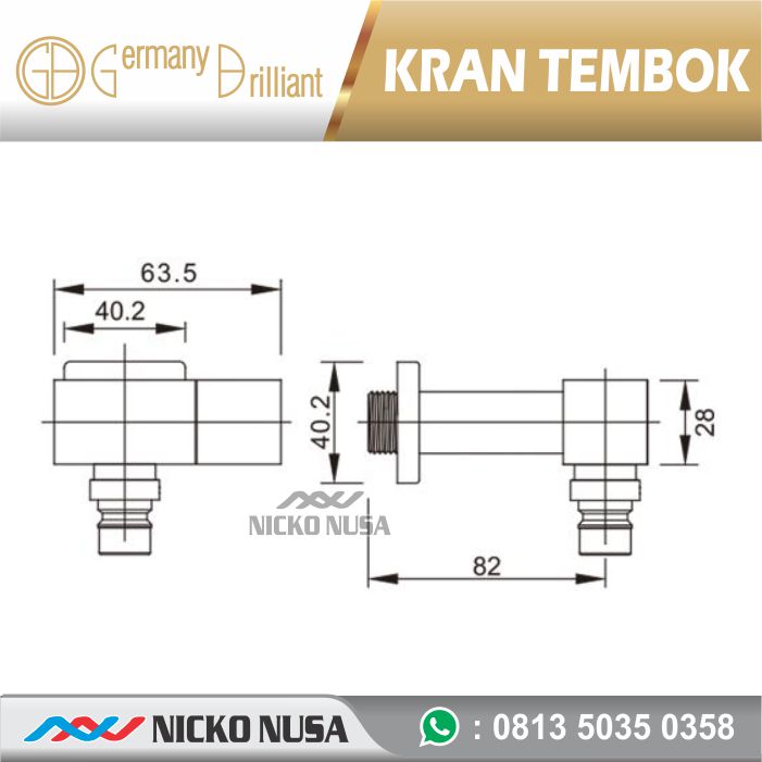 Kran Tembok Untuk Bak Germany Brilliant GBVE1-L1077 - Gambar 2