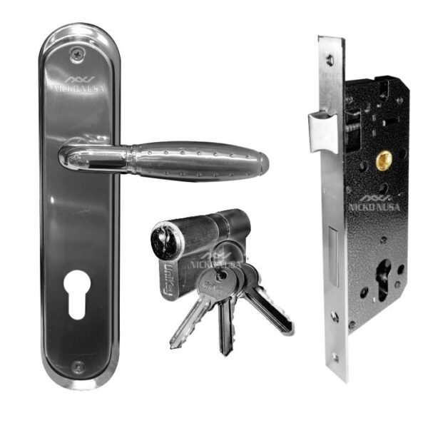 Handle Plate Set UNIKEY UK 1290 SN/CP (Handle Plate+Body+Cylinder)