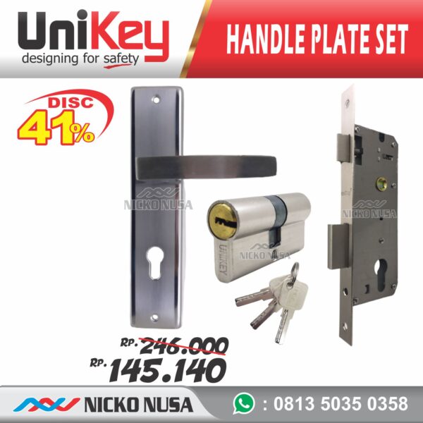 Handle Plate Set UNIKEY UK 1535 SN/CP ( Handle+Body+CYLINDER ) - Gambar 2