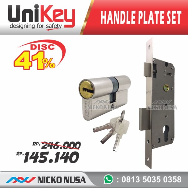 Handle Plate Set UNIKEY UK 1535 SN/CP ( Handle+Body+CYLINDER ) - Gambar 4