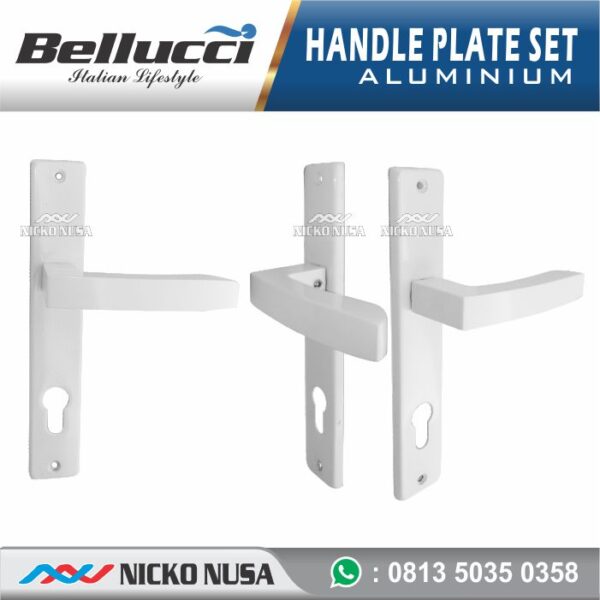 Handle Plate Set Aluminium Bellucci HEXA SET (Handle Plate+Body+Cylinder) White - Gambar 2