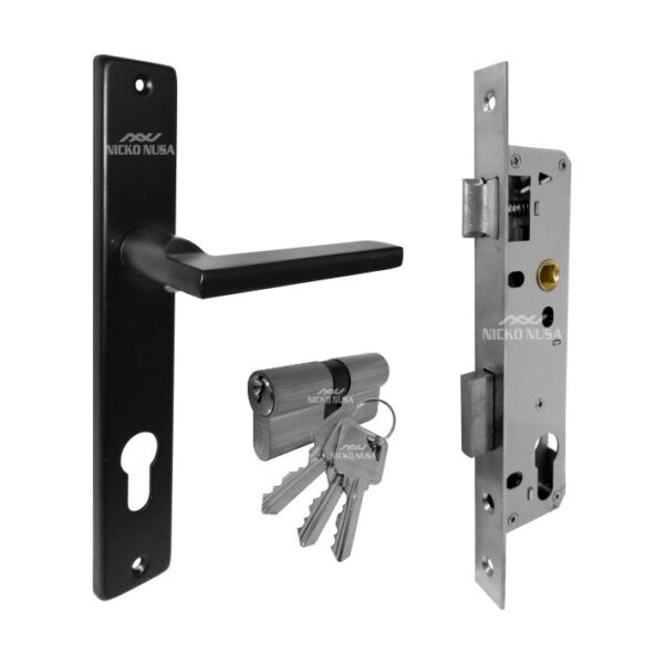 Handle Plate Set Pintu Aluminium HAMPTON AI H1514 BK (Handle Plate+Body+Cylinder)