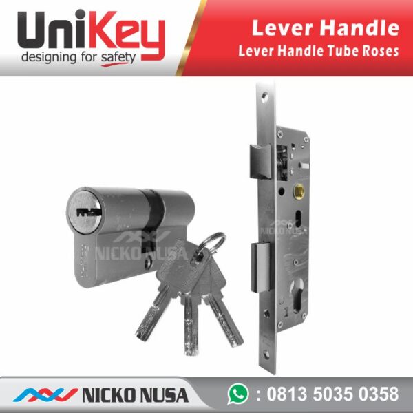 Handle Roses Set UNIKEY 259.17 CP/WOOD (Handle Roses+Body+Cylinder) - Gambar 3
