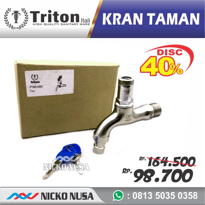 Kran Taman TRITON FT88109S GVN Keran Taman Kunci Keran Selang Air - Gambar 2