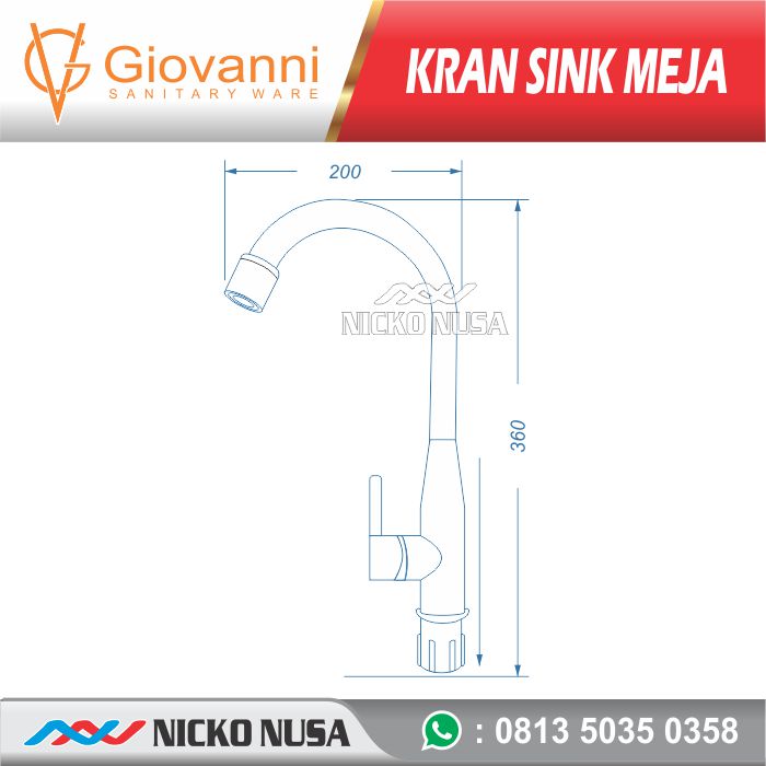 Kran sink meja mixer GIOVANNI GV5977 CH kran cuci piring BCP meja - Gambar 2