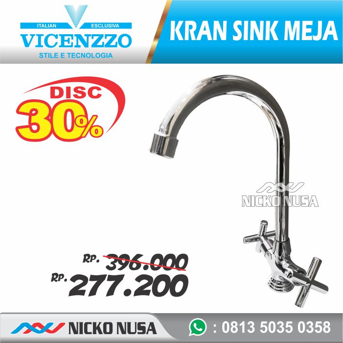 Kran Sink Meja VICENZZO VZ 922 SPT Bulat Baling Kuningan Kran Cuci Piring Meja Kran Air Dingin