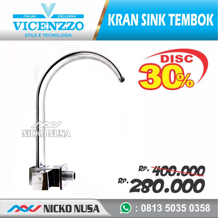 Keran Sink Tembok VICENZZO VZ 6868-02 Keran Sink Angsa Cuci Piring Dapur Tembok Kran Air Dingin