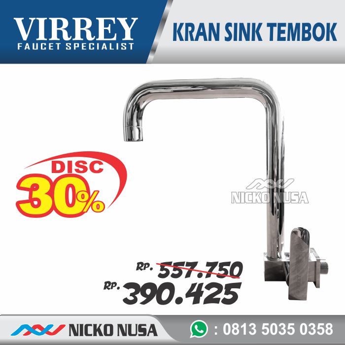 Keran Sink Tembok VIRREY JR VRY 28E045 Keran Sink Angsa Cuci Piring Dapur Tembok Kran Air Dingin