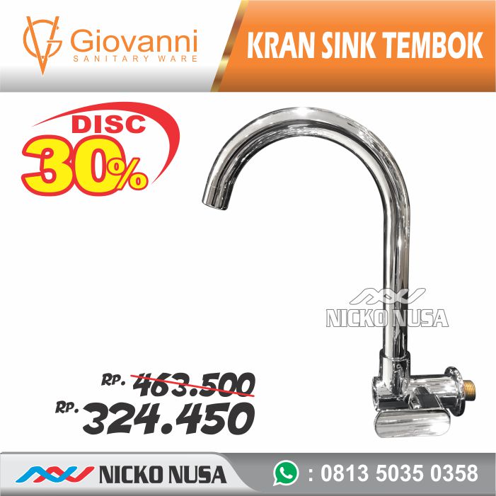 Keran Sink Tembok GIOVANNI GV 262G GVN Kran Sink BCP Bebek Cuci Piring Dapur Tembok Kran Air Dingin