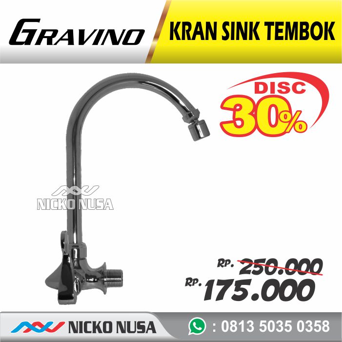 Keran Sink Tembok GRAVINO VZ 5811 Keran Sink Angsa Cuci Piring Dapur Tembok Kran Air Dingin