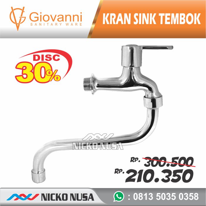 Keran Sink Tembok GIOVANNI GV200 HP GVN Kran Sink BCP Bebek Cuci Piring Dapur Tembok Kran Air Dingin
