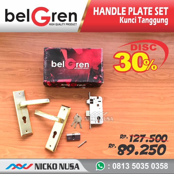 Handle Plate Pendek Set KT BELGREN BGN Cantika SN/GP Handle Plate Body Cylinder