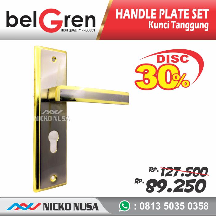 Handle Plate Pendek Set KT BELGREN BGN Cantika SN/GP Handle Plate Body Cylinder - Gambar 2