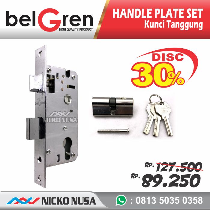 Handle Plate Pendek Set KT BELGREN BGN Cantika SN/GP Handle Plate Body Cylinder - Gambar 3