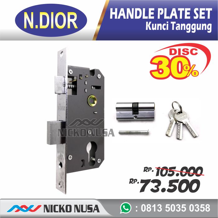 Handle Plate Pendek Set KT N.DIOR 202-2 SQUARE Handle Plate Body Cylinder - Gambar 3
