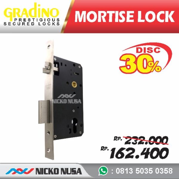 Lockcase GRADINO LC GRD 990WL - 60 US32D Mortise Lock Body Kunci Swing - Gambar 2