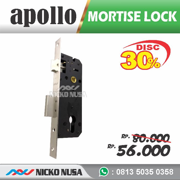 Lockcase APOLLO LC 8540 SN + DC Mortise Lock Body Kunci Swing - Gambar 2
