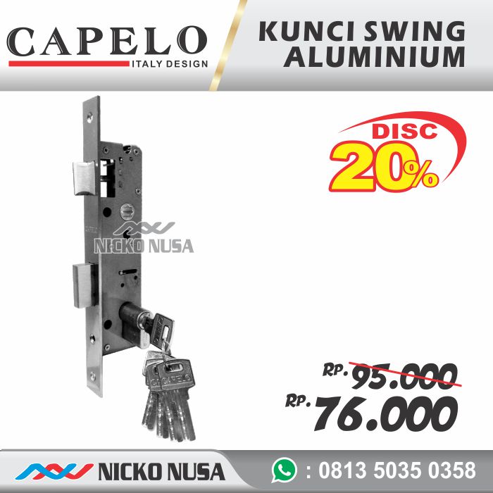 MORTISE LOCK SWING ALUMINIUM CAPELLO RR 84030 + DC 65 SN