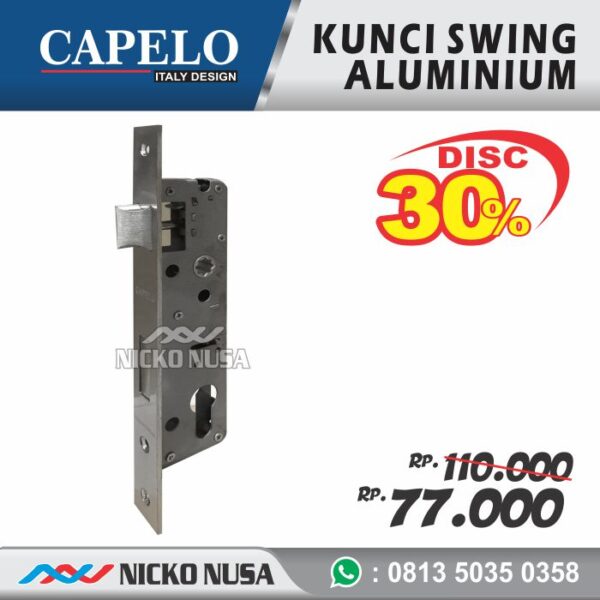 Kunci Pintu Swing Aluminium CAPELO LCA CPL RR 84030 + DC 60 SN Aluminium Door Lock