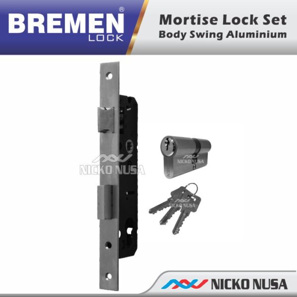 MORTISE LOCK SWING ALUMINIUM BREMEN C385 SSS + DC