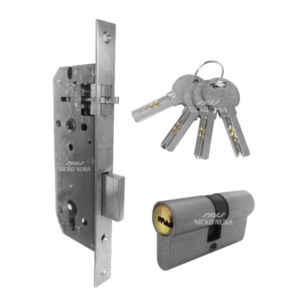 Lockcase HONGSHU 8011 Body Kunci Swing dan Silinder HONGSHU 8011 SN+ DCK Set (Mortise + Cylinder)