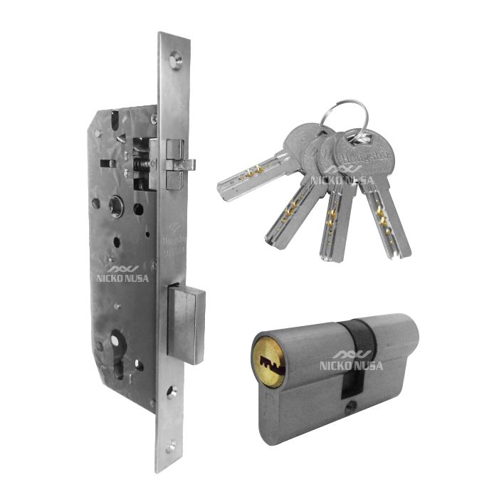 Lockcase HONGSHU 8011 Body Kunci Swing dan Silinder HONGSHU 8011 SN+ DCK Set (Mortise + Cylinder)