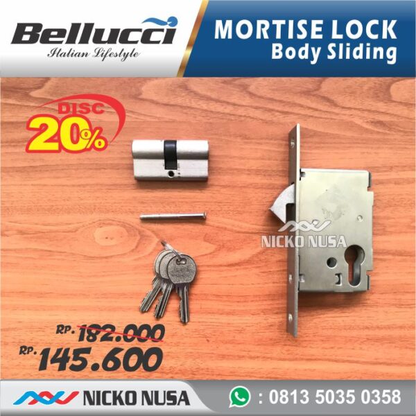 Mortise Lock Sliding BELLUCCI BLC 50 SS + CYL Pintu Geser
