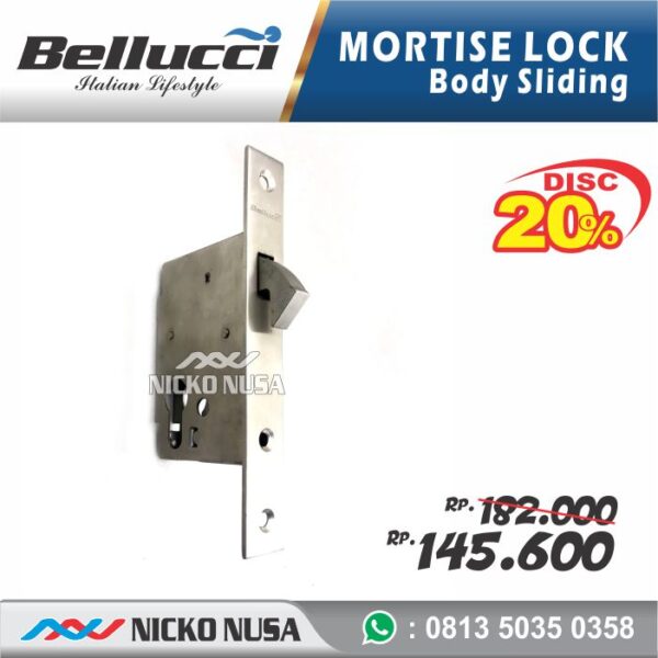 Mortise Lock Sliding BELLUCCI BLC 50 SS + CYL Pintu Geser - Gambar 2
