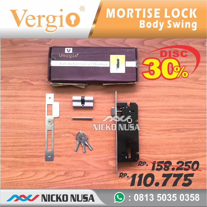 Lockcase Swing VERGIO AK 40 SS + Cylinder Mortise Kunci Pintu Swing
