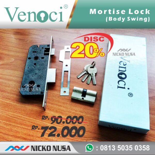 Lockcase Swing VENOCI AK 40 SS + Double Cylinder Komputer MORTISE Kunci Pintu Swing