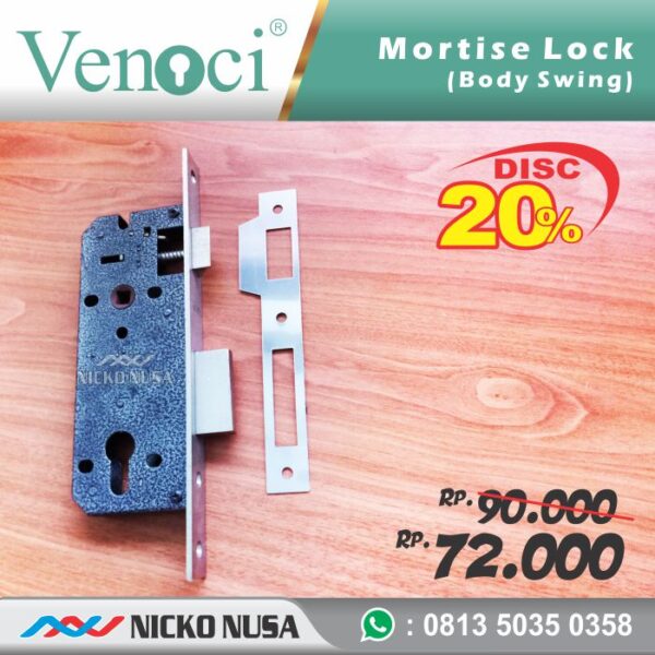 Lockcase Swing VENOCI AK 40 SS + Double Cylinder Komputer MORTISE Kunci Pintu Swing - Gambar 2