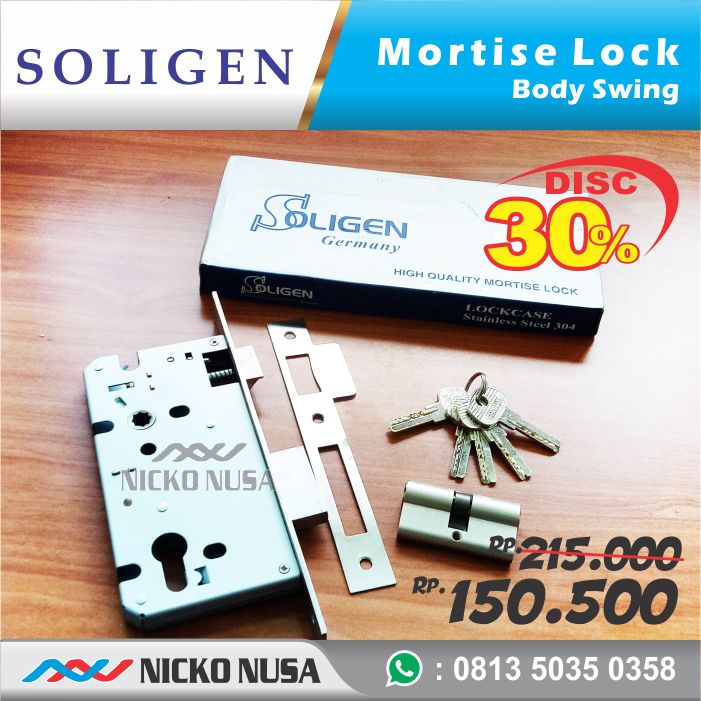 Lockcase Swing SOLIGEN LC SLG 60 + DCK 60MM MORTISE Kunci Pintu Swing