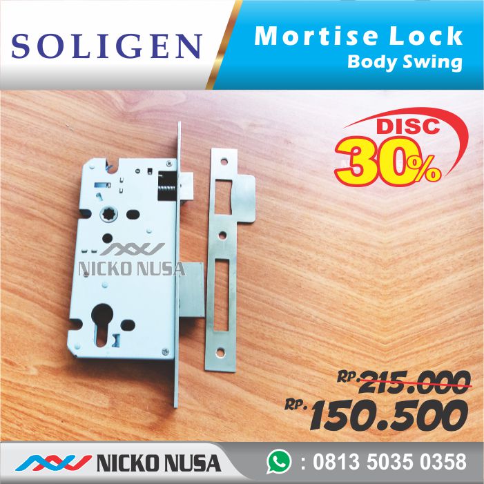 Lockcase Swing SOLIGEN LC SLG 60 + DCK 60MM MORTISE Kunci Pintu Swing - Gambar 2