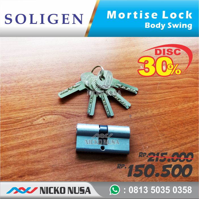 Lockcase Swing SOLIGEN LC SLG 60 + DCK 60MM MORTISE Kunci Pintu Swing - Gambar 3