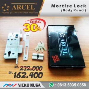 Lockcase Swing ARCEL 9011 Full SS + Double Cylinder Komputer MORTISE Kunci Pintu Swing