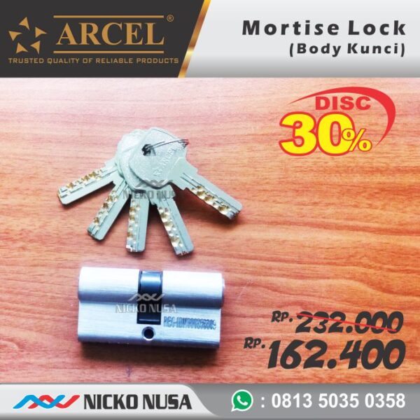 Lockcase Swing ARCEL 9011 Full SS + Double Cylinder Komputer MORTISE Kunci Pintu Swing - Gambar 2
