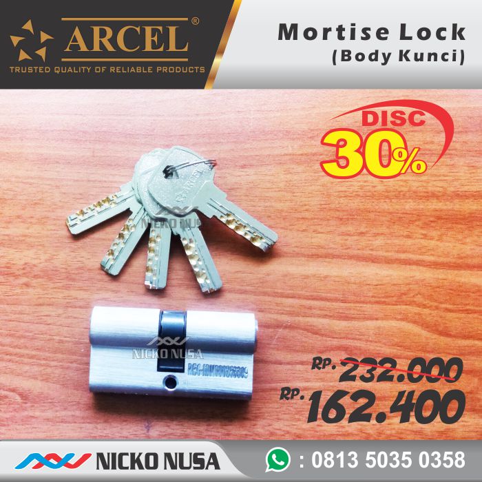 Lockcase Swing ARCEL 9011 Full SS + Double Cylinder Komputer MORTISE Kunci Pintu Swing - Gambar 2