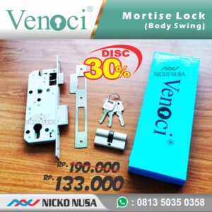 Lockcase Swing VENOCI FULL SS + Double Cylinder MORTISE Kunci Pintu Swing
