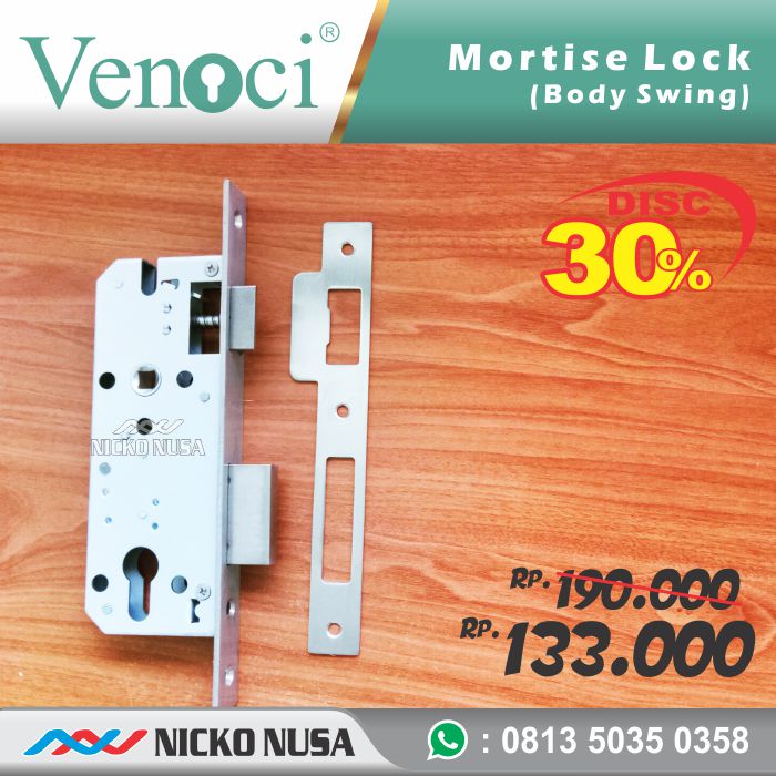 Lockcase Swing VENOCI FULL SS + Double Cylinder MORTISE Kunci Pintu Swing - Gambar 2