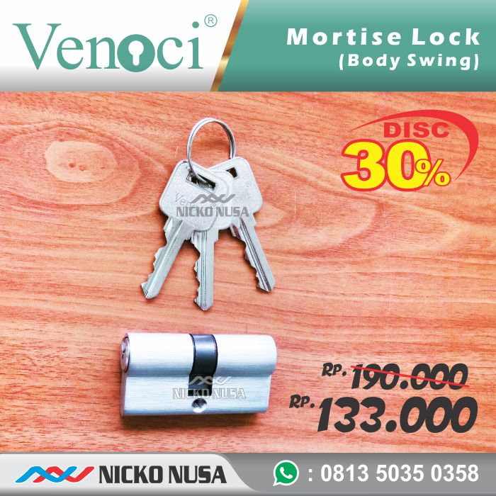 Lockcase Swing VENOCI FULL SS + Double Cylinder MORTISE Kunci Pintu Swing - Gambar 3